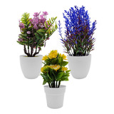 3pz Planta Artificial Maceta Flores Hogar Oficina Decorativa