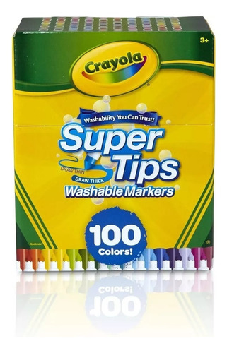 Crayola Super Tips, Marcadores De Tinta Lavable-100 Unidades