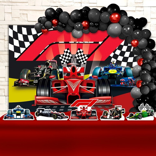 Painel + Displays Decoração Festa Corrida Carros Formula 1