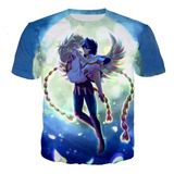 Playera De Manga Corta Con Estampado Digital Saint Seiya Ce