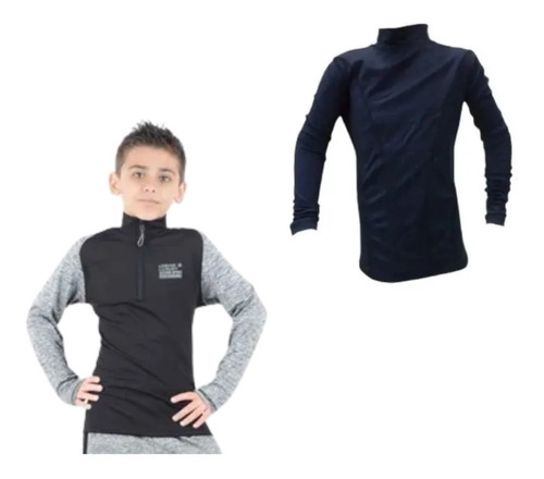 Buzo Deportivo Niño2 Sin Capucha Negro + Camiseta Térmica Ng