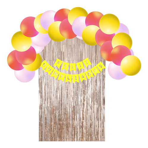 Paquete Godín Para Deco 60 Globos Cortina Y Banderin / Mujer