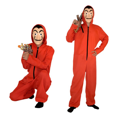 Disfraz De Mono Y Máscara De La Casa De Papel – Original Para Adultos Talla S, Rojo Brillante, Ideal Para Fiestas Y Cosplay