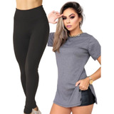 Conjunto Calça Legging E Camisa Vest Legging Mullet Academia