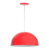 Luminária Pendente Meia Lua 40cm Alumínio Vermelho