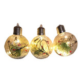 Pack 3 Esferas Navideñas Con Luz Led Navidad 8cms Surtidos 