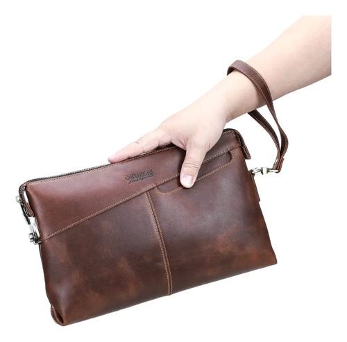 Clutch Hombre Bolsa Antirrobo Para Caballero Cuero Genuino