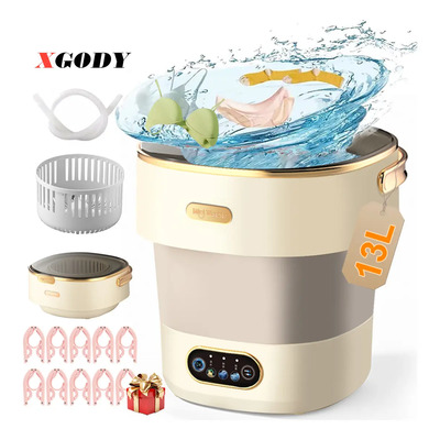 Xgody Mini Lavadora Plegable Portátil Azul Luz Antibacteriana 13L Diez Perchas Plegables | Envío gratis