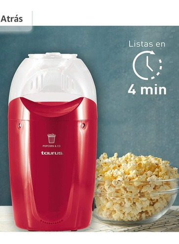 Maquina Para Palomitas De Maíz Taurus Roja Con Taza