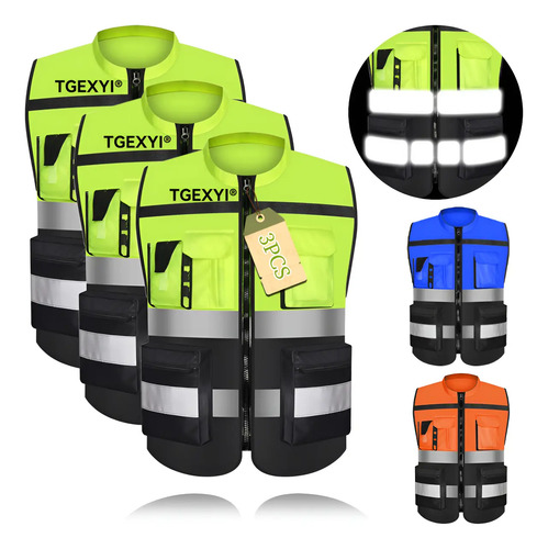 3pcs Chaleco Seguridad Reflejantes Industrial Superbrillante | MercadoLibre