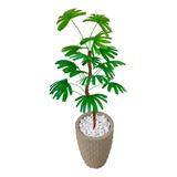 Planta Artificial Palmeira Rafia Verde Bambu Vaso Decoração