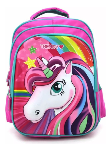 Mochila 3d Escolar Primaria Unicornio Gatito - Caballo