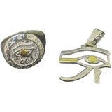 Combo Dije Y Anillo Ojo De Horus Plata 925 Y Oro Joyería.