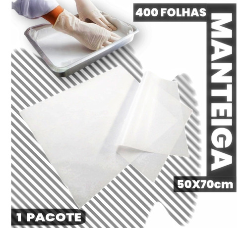 Papel Manteiga 50x70cm Fundo Assar Bolo Forno Panificadora