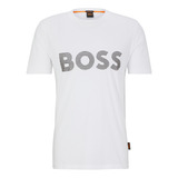 Camiseta Boss Em Algodão Com Detalhes Do Logo