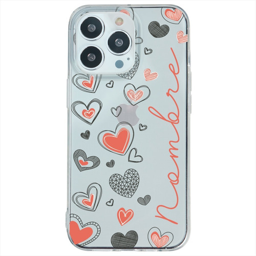 Funda Antigolpes Para iPhone Corazones Personalizada Nombre