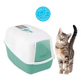 Arenero Para Gatos Cerrado Con Pala Puerta Filtro Sanitario Color Verde Claro