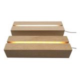 Base De Lámpara Led De Madera De 2 Piezas