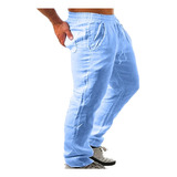 Pantalones De Lino Para Hombre, Pantalones De Fitness, Yoga,