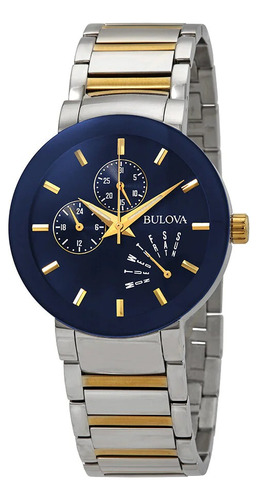 Reloj Bulova 98c123 Modern Color De La Malla Plateado Color Del Bisel Azul Color Del Fondo Azul Oscuro