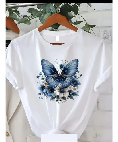 Top Estampado De Mariposas De Manga Corta