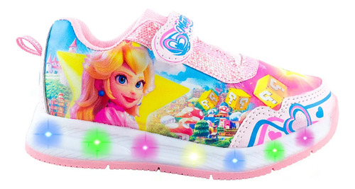Tenis Niña Luces Leds Peach Princesa Toad Casuales 888-rp
