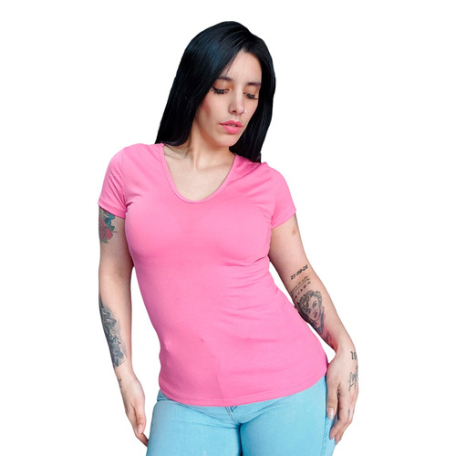 4 Remera Mujer X4 Basica Modal C Lycra T Grande Memoria Cero