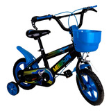 Bicicleta Rodada 12 Color Azul Para Niño, Ruedas De Apoyo Tamaño Del Cuadro S
