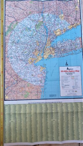 Mapa Rutero De New York Y Alrededores Hasta 80 Km-50 Millas