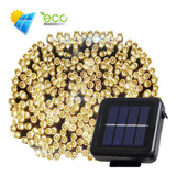 Tira De Led Cálida Exterior Luces Solares 200 Leds X 20 Mt 