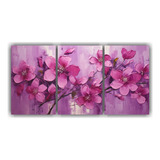 120x60cm Set 3 Canvas Moderno Pop Art Colores Magenta Flores