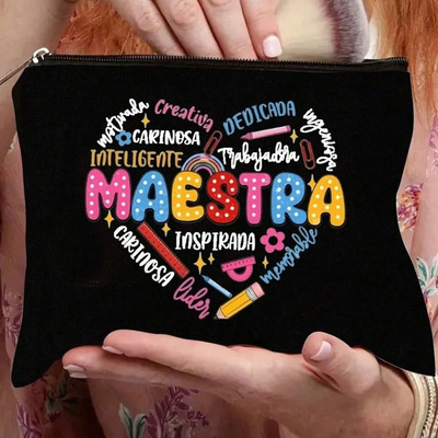 Bolsa De Cosméticos Con Estampado De Letras Creativas.
