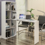 Mesa Office C/ Estante Lateral Multimóveis Branco/lacca Fume Cor Branco