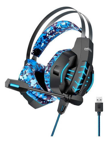 Auricular Nisuta Ovansu Ps4 Ps5 Soft 7.1 Led Mic Camuflado