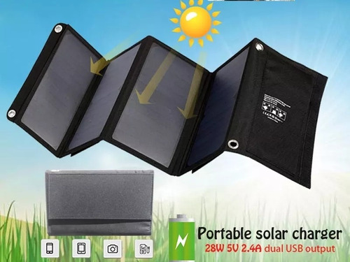 Cargador Solar 28w 5v 5amp Panel Plegable Celular Rápida