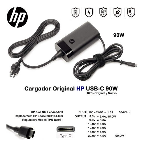 Cargador Originales Hp 90w Tipo Usb-c  100% Nuevo Y Original