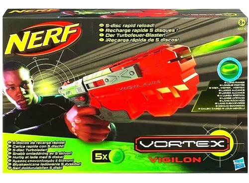 Nerf Pisotola Lanza Discos Vortex Vigilon-5 Hasbro Original