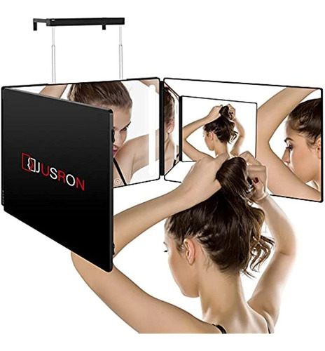 Jusron Espejo De 3 Vías Para Cortarse El Cabello Con Luces, 