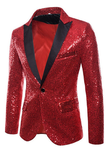 Blazer Brillante Hombre Banquete Boda Fiesta Bar