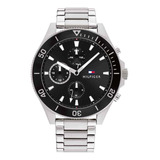 Reloj Tommy Hilfiger Para Hombre De Acero 1791916 Ss Color De La Malla Plateado Color Del Bisel Plateado Color Del Fondo Negro