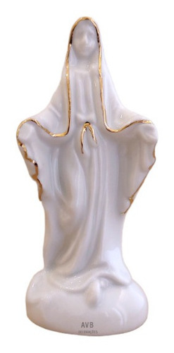 Nossa Senhora Das Graças 11 Cm - Em Porcelana Com Ouro
