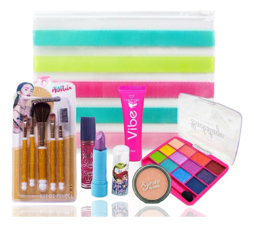 Necessaire Maleta Kit Maquiagem Completa Infantil Neon 