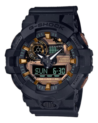 Pulseira De Relógio Masculina Casio Ga-700rc-1adr G-shock Cor Preta Cor Da Moldura Preta Cor De Fundo Marrom