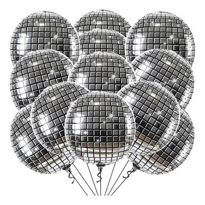 20 Globo Bola Disco 4d Retro Metalico Fiesta 80s Batucada Negro/blanco