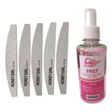 Kit Com 25 Lixas Boomerang 100/180 + Preparador De Unhas