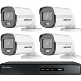 Cámara De Seguridad Hikvision Ds-2ce10df0t-pf + Ds-7204hghi-m1 Colorvu Con Resolución De 2mp Blanca 