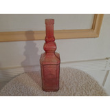 Botella Vidrio Decorativa Color Rojo (descolorida)