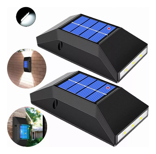 Lámpara Solar Recargable Luz Solar Exterior Pared 2 Piez [u]