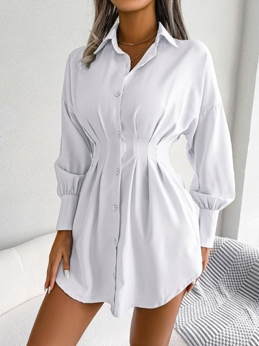 Camisa Blusa Mujer Casual Elegante Entallado Manga Larga