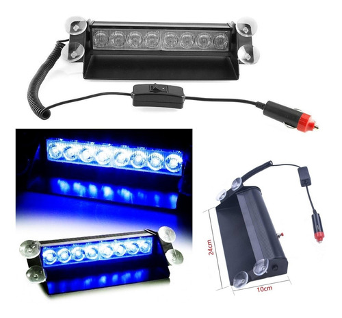 Baliza Parabrisa Led Estroboscopica Azul-rojo 12v